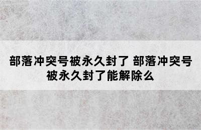 部落冲突号被永久封了 部落冲突号被永久封了能解除么